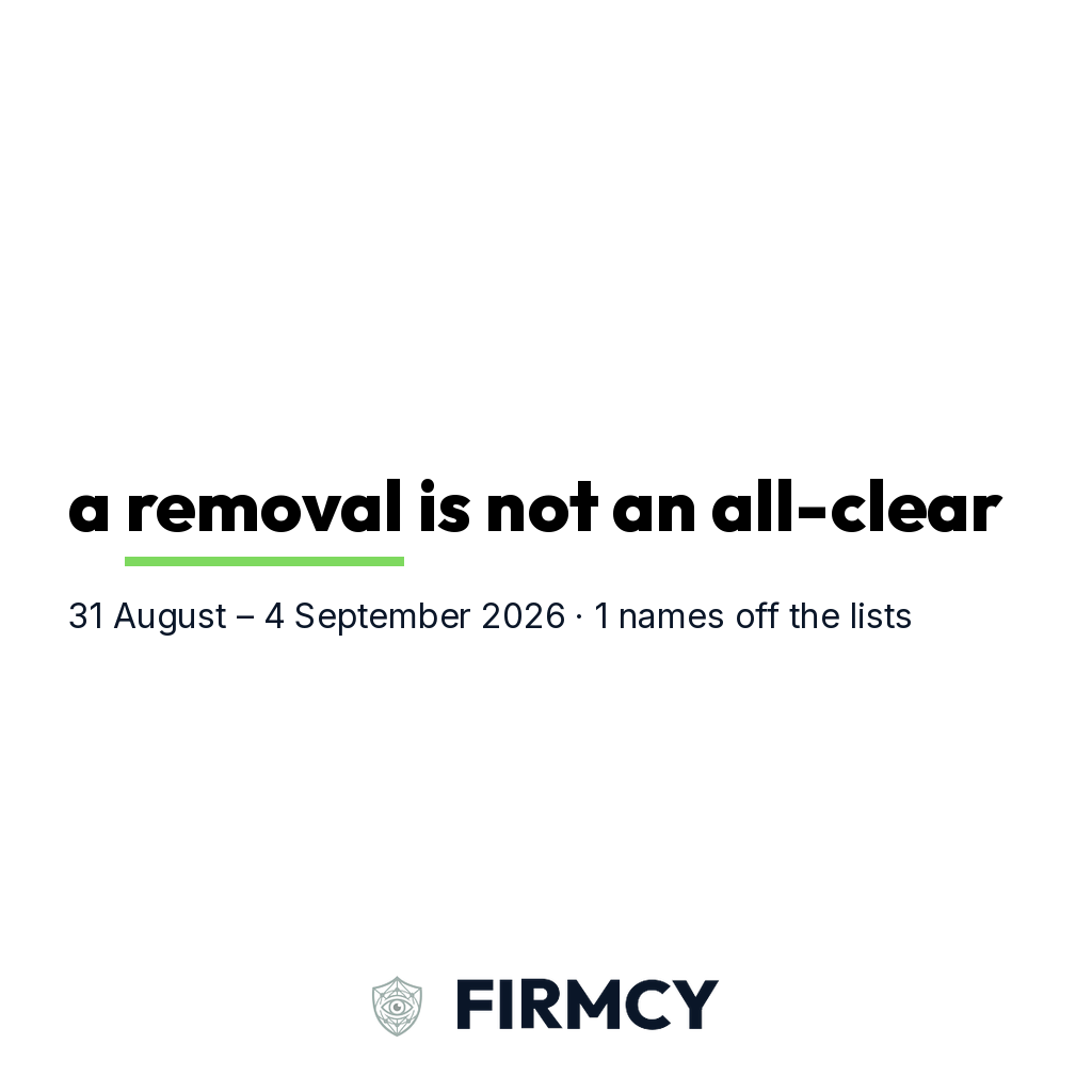 1 removals, zero all-clears